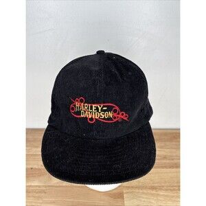 Rare Vintage Harley Davidson Corduroy Snapback Hat Cap Motorcycle 70s 80s